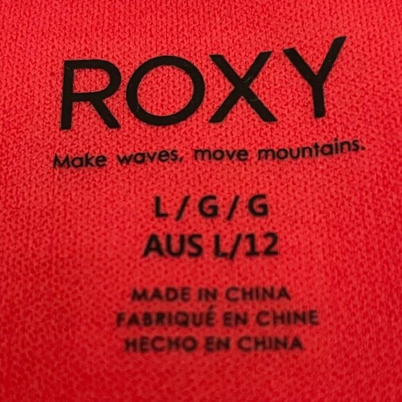 Roxy Tropical Palm Print Hi Waist Smocked Bikini Bottoms Red Wht Sz Au L US S-M - Picture 9 of 11